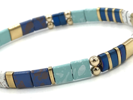 Armband Tila ocean met gold plated balletjes en edelsteen