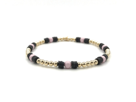 Armband Maeve met roze Swarovski pareltjes en real gold plated balletjes