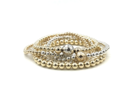 Armband Leonie met gehamerd Sterling zilver en real gold plated balletjes