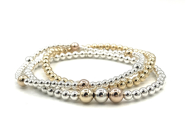 Armband Kiki met Sterling zilveren, real gold plated- en rosé real gold plated  balletjes