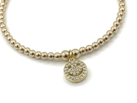 Armband Smiley met real gold plated balletjes en smiley bedel