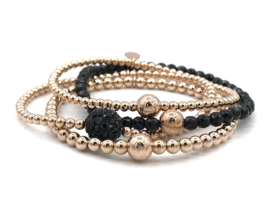 Armband Aya met rosé real gold plated balletjes en glitterbal