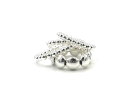 Stretch ring Giulia medium met platte Sterling zilveren balletjes