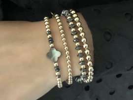 Armband Coco met hematiet en real gold plated balletjes