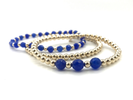 Armband Caren met blauwe Lapis Lazuli edelsteen en real gold plated balletjes
