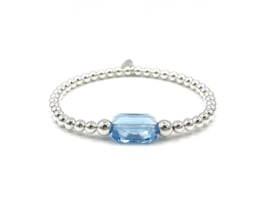 Armband Shiny met licht blauw Swarovski crystal en Sterling zilveren balletjes