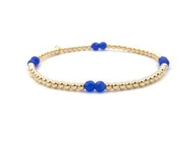 Armband Anne met real gold plated balletjes en lapis lazuli edelsteen