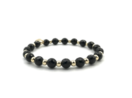 Armband Maxime met zwarte onyx edelsteen en real gold plated balletjes