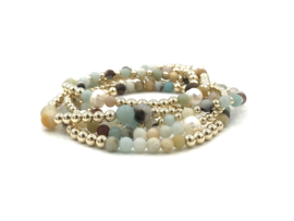 Armband Amelie met amazoniet en real gold plated balletjes