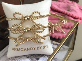 Armband Bow met strikje van real gold plated balletjes