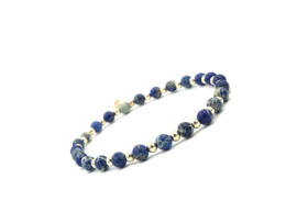 Armband Jackie met real gold plated balletjes en blauwe jasper edelsteen