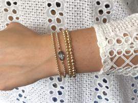 Armband Scarabee met real gold plated balletjes en gelukskever van Swarovski crystal