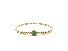 Armband Sylvia green met real gold plated balletjes en bolletje van Swarovski crystal