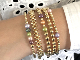 Armband Ashley met real gold plated balletjes en gekleurde parels