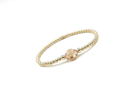 Armband Chanel met facet geslepen shiny gold colored klaver en real gold plated balletjes