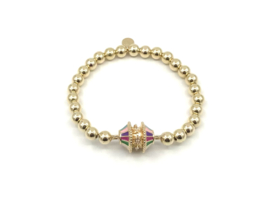 Armband Fee met real gold plated balletjes en gekleurd tussenstukje