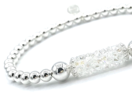 Armband Ize met Sterling zilveren balletjes en Swarovski crystal