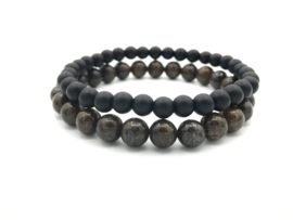 Heren armband Thomas met matte zwarte onyx edelsteen