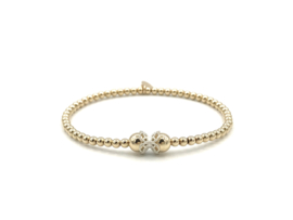 Armband Fleur met real gold plated balletjes en zilveren spacer van kant