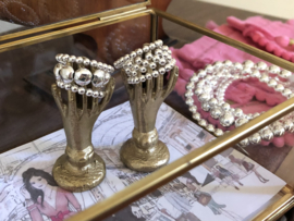 Stretch ring Giulia medium met platte Sterling zilveren balletjes