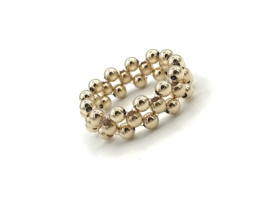 Stretch ring Zehra met dubbele lagen real gold plated balletjes