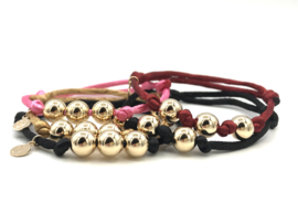 Armband Silk zwart met 3 real gold plated balletjes op satijnkoord