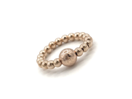 Stretch ring Marbette met glitterbal big en rosé real gold plated balletjes