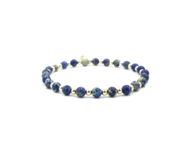 Armband Jackie met real gold plated balletjes en blauwe jasper edelsteen