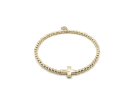 Armband Israe met real gold plated balletjes en kruisje connector