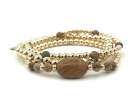 Armband Aaliyah met jasper edelsteen en real gold plated balletjes