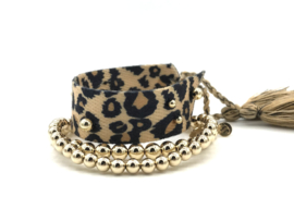 Armband Leopard met real gold plated balletjes