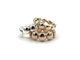 Stretch ring Giulia medium met platte Sterling zilveren balletjes