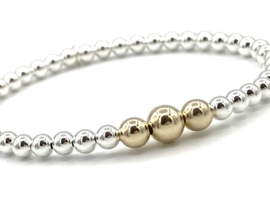 Armband Feline met Sterling zilveren- en real gold plated balletjes