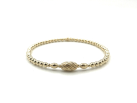 Armband Alyssa met ovale twisted bal en real gold plated balletjes