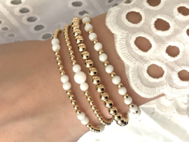 Armband Benthe met witte jade edelsteen en real gold plated balletjes