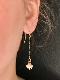 Real gold plated oorbellen met witte zoetwaterpareltjes