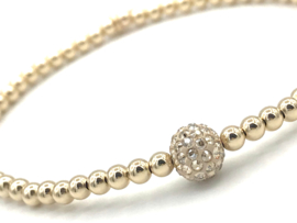 Armband Sylvia met real gold plated balletjes en champagne kleurig Swarovski crystal