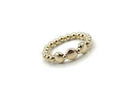 Stretch ring Nana met platte real gold plated balletjes