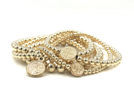Armband lucky coin small met real gold plated balletjes