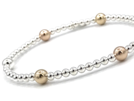 Armband Kiki met Sterling zilveren, real gold plated- en rosé real gold plated  balletjes