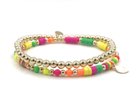 Armband Jip met neon Swarovski parels en real gold plated balletjes