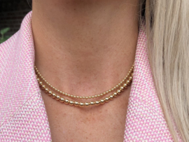 Ketting basis collectie met 5 mm real gold plated balletjes