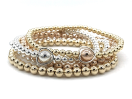 Armband Hart met Sterling zilveren hartje en real gold plated balletjes