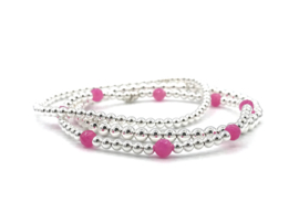 Armband Lucy met Sterling zilveren balletjes en roze chalcedoon edelsteen