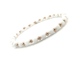 Armband Benthe rosé met witte jade edelsteen en real gold plated balletjes