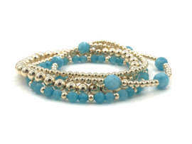 Armband Noor met real gold plated balletjes en turquoise jade edelsteen