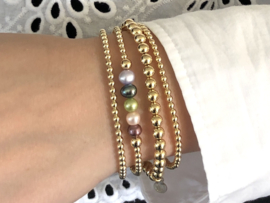 Armband Ashley met real gold plated balletjes en gekleurde parels