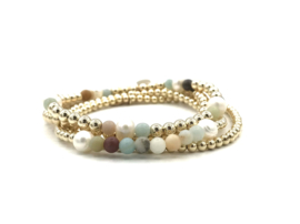 Armband Jara met amazoniet en real gold plated balletjes