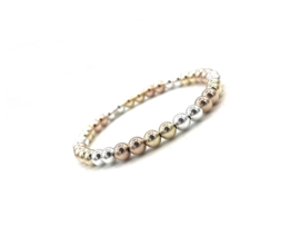 Armband Angela met 925 Sterling zilveren, real gold plated en rosé real gold plated balletjes