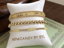 Armband Faylinn met gele chalcedoon en real gold plated balletjes